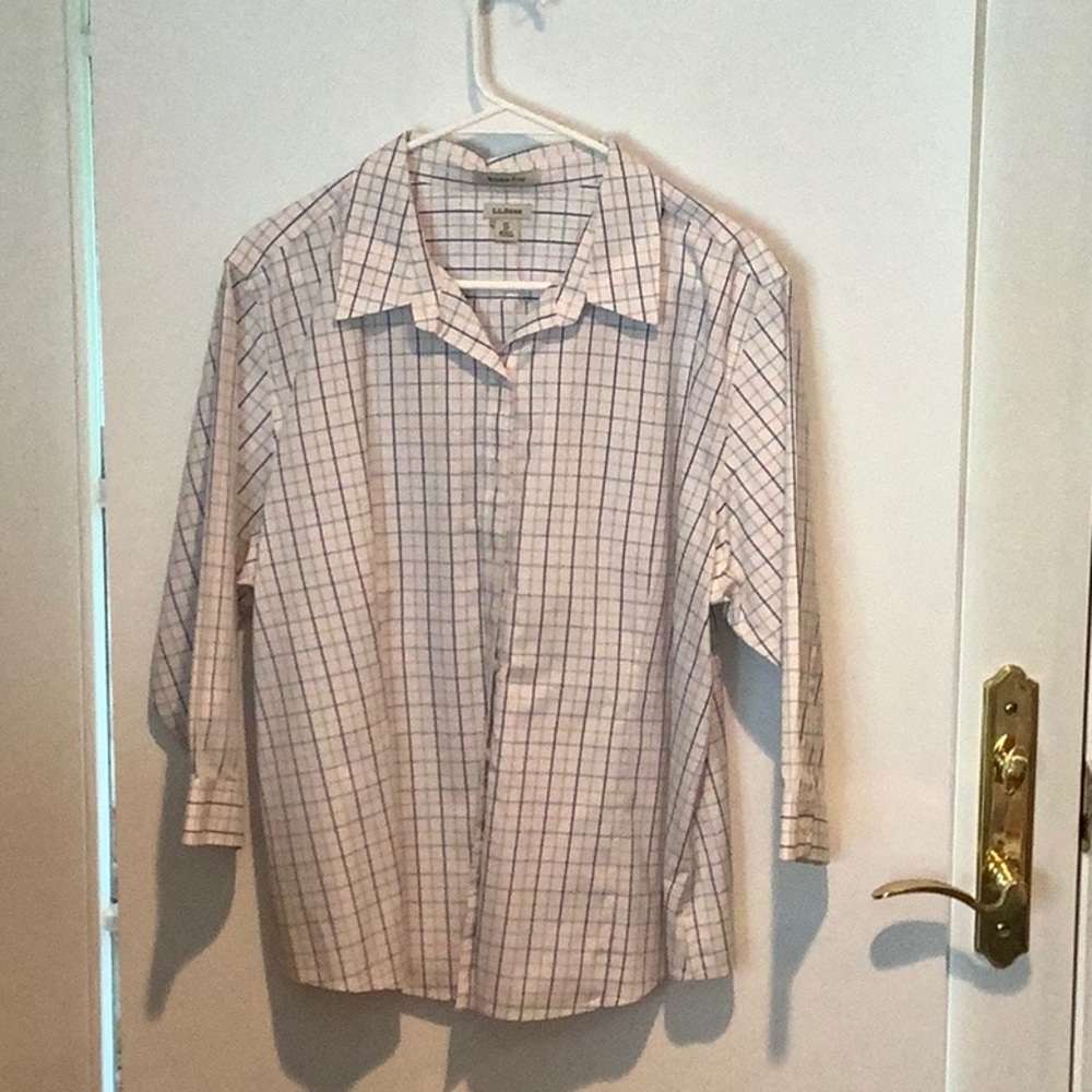 Blue, pink checked top